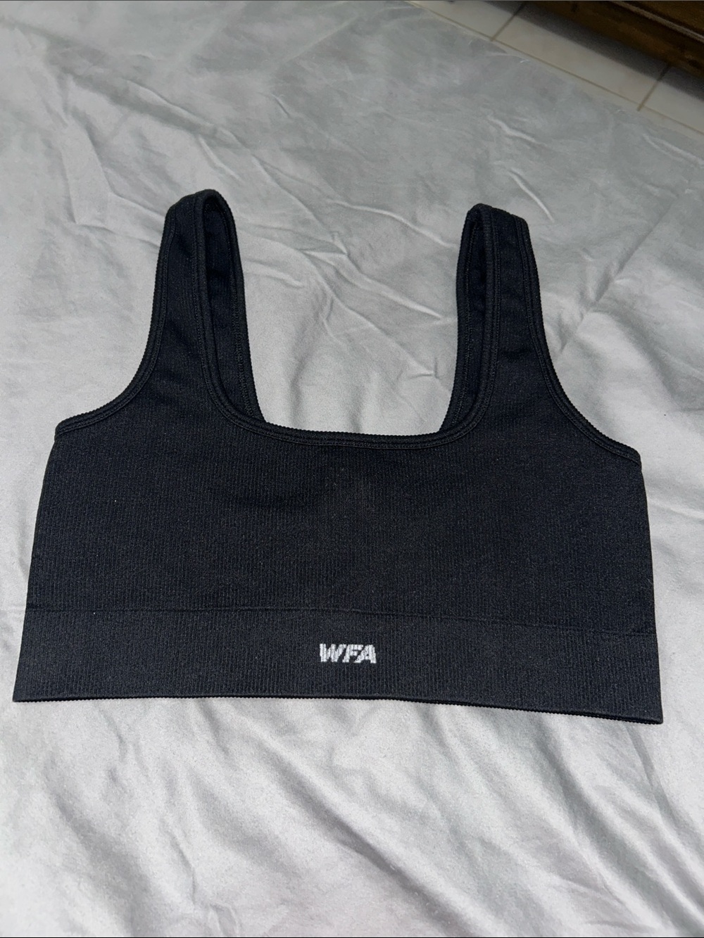 FA Black Ribbed Scoop-Front Sports Bra